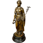 Figuur Van Athena. Brons Op Marmeren Voet. thumbnail 1