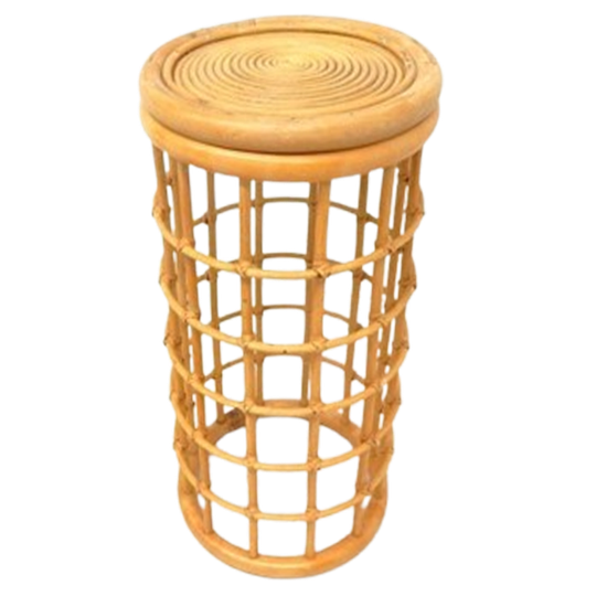 Retro Vintage Bijzettafel Plantentafel Jaren 70 Rotan Riet 1