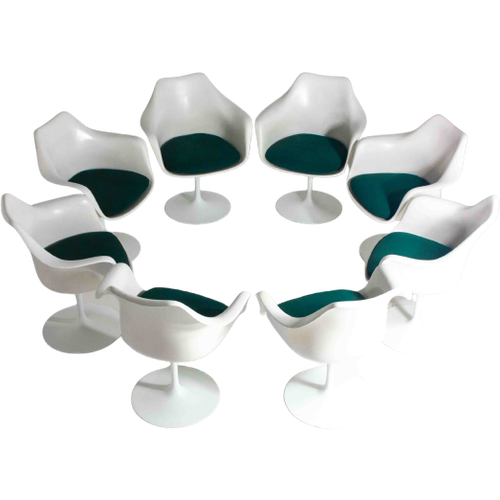 Grote Set Van 8 Vintage Mid-Century Tulip Eetkamerstoelen Van Eero Saarinen Voor Knoll