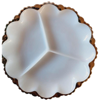 Melkglas 3 Vaks Schaal Gouden Rand Vintage