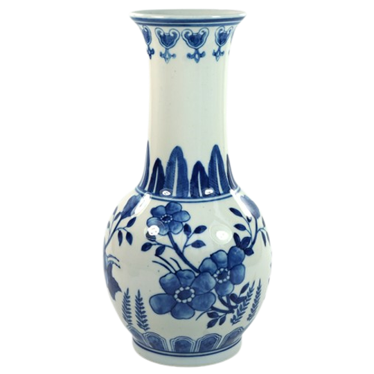 Hoge Vaas Blauw Wit 1
