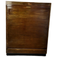 Vintage Houten Vakkenkast / Archiefkast Met Rolluik