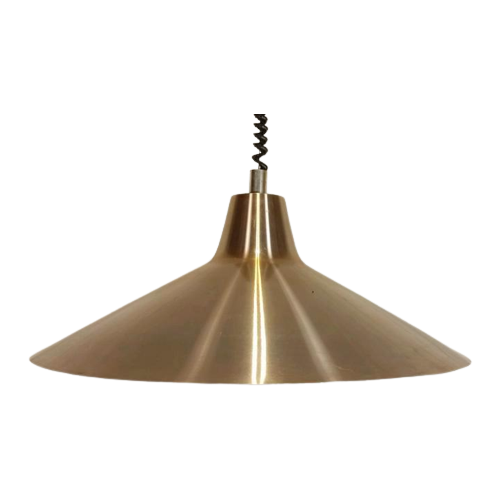 Vintage Dijkstra Metalen Hanglamp Pullout Lamp, Goud