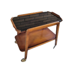 Mid Century Serveerwagen Teakhout Met Zwart Glas thumbnail 1