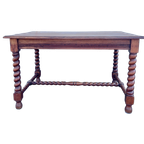 Stoere Eiken Eettafel/ Schrijftafel Met Gedraaide Poten, Exacte Maten Volgen thumbnail 1