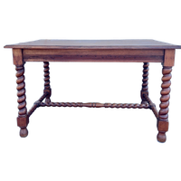 Stoere Eiken Eettafel/ Schrijftafel Met Gedraaide Poten, Exacte Maten Volgen