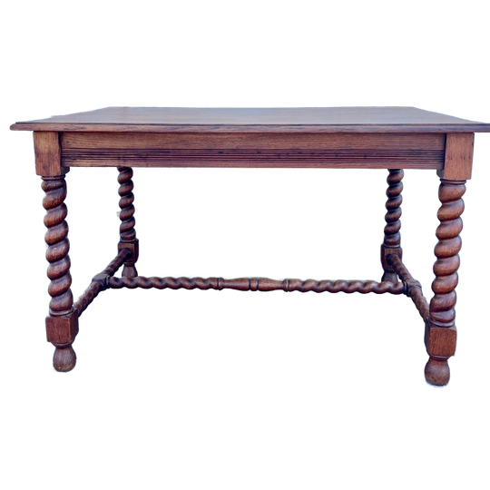 Stoere Eiken Eettafel/ Schrijftafel Met Gedraaide Poten, Exacte Maten Volgen 1