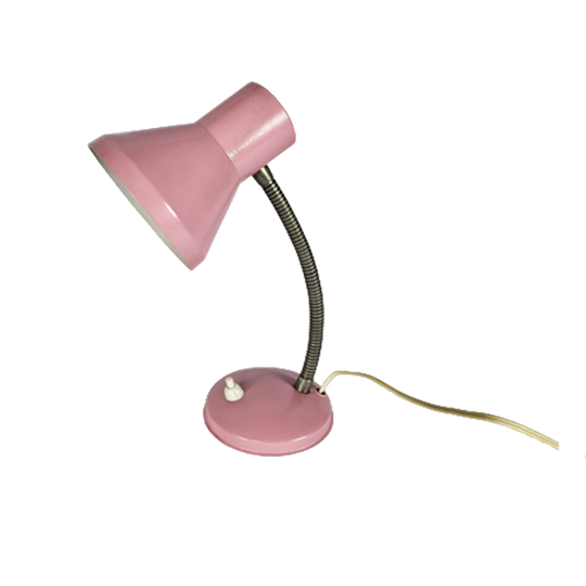 Tafellampje - Muurlampje - Roze - Flexibele Hals - Mid Century - 1960's 1