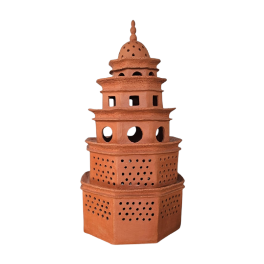 Ceramic / Terracotta / Pagode Lamp 1970's Height 70 Depth 40 Cm 1