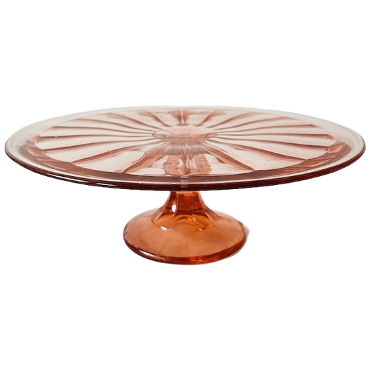 Art Deco Taartplateau Roze Glas Verrerie De Scailmont 1930’s 1