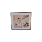 Chinese Aquarel Op Zijde Van 2 Geisha'S Circa 1950 thumbnail 1