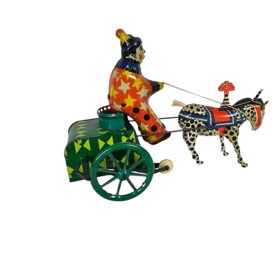 Tin Toy - Clown Op Ezel - Opwindbaar - China - 3e Kwart 20e Eeuw 1