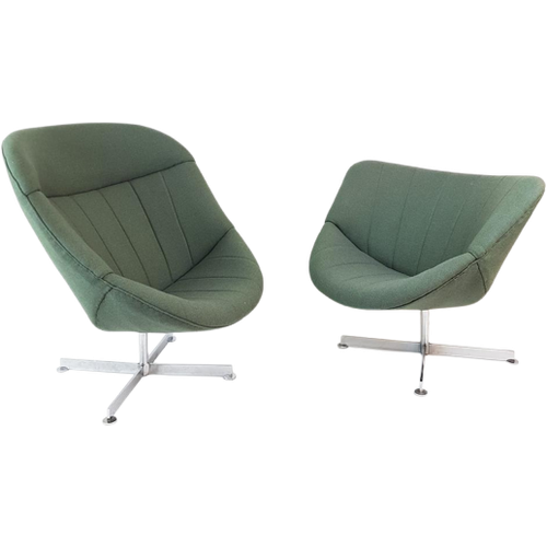 2 Rudolf Wolf Swivel Chair Modello Groen Ploegwool Fauteuils