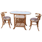 Vintage Rotan Bistro Set Tafel Met Twee Stoelen thumbnail 1