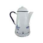 Emaille Witte Grote Koffiepot Met Blauwe Bloemen thumbnail 1