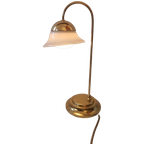 Vintage Messing En Melkglas Bloem Vorm Bureaulamp thumbnail 1