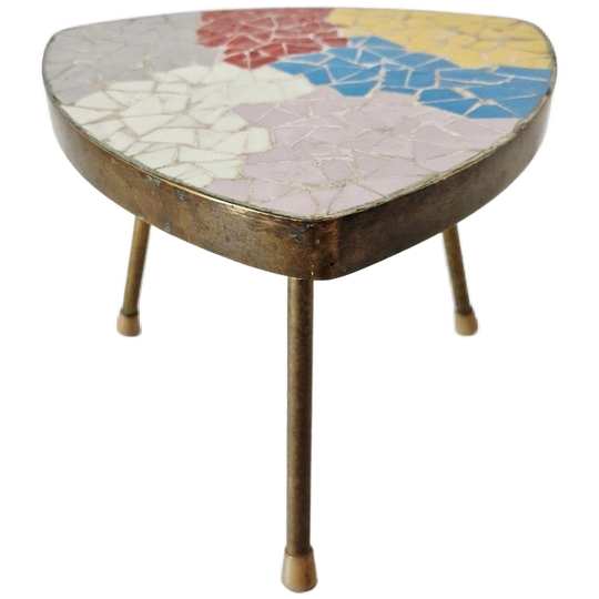 Vintage Tripod Tafeltje Plantentafel Fifties Mozaique 1