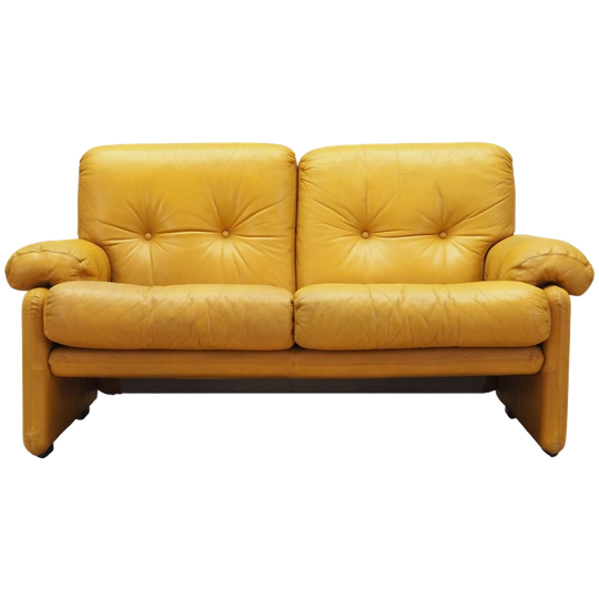 Yellow Leather Sofa, Italian Design, 1960s, Manufacturer: B&B Italia, Designer: Tobia Scarpa 1