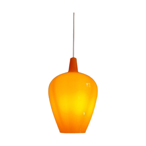 Pompei Hanglamp In Oranje Opaline, Jo Hammerborg, 1960