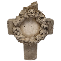 Oude Frans Zandstenen Graf Ornament, 1e Helft 20e Eeuw