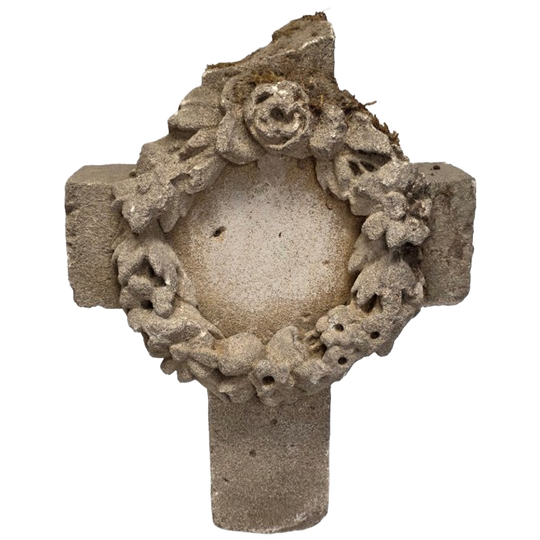 Oude Frans Zandstenen Graf Ornament, 1e Helft 20e Eeuw 1