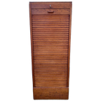 Eiken Rolluik Archiefkast Met Originele Schuifbakken, 113 Cm Hoog thumbnail 1