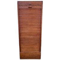 Eiken Rolluik Archiefkast Met Originele Schuifbakken, 113 Cm Hoog