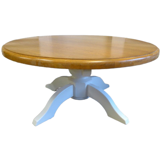 Prachtige Witte Ronde Landelijke Eiken Salontafel 1