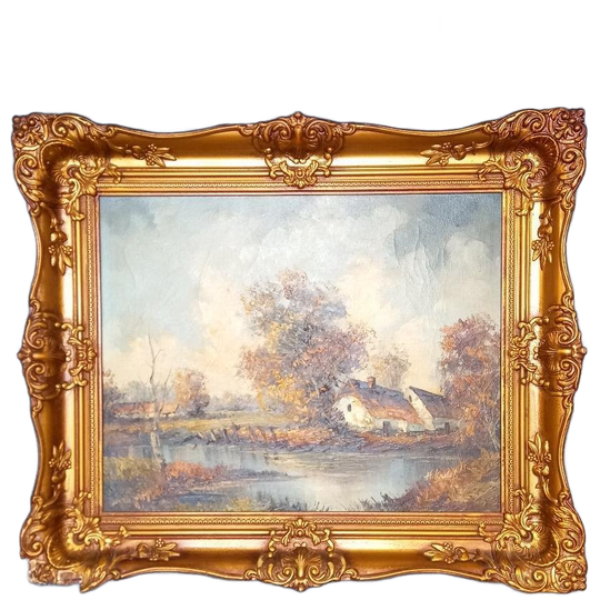 Vintage Waterrijk Landschap In Lodewijk Xvi Lijst 1