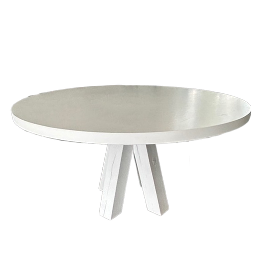 Ronde, Witte, Houten Eettafel (150cm) Met 6 Bodilson Stoelen (grijs En Wit). 1