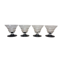 Set Van 4 Art Deco Borrelglazen Met Zwarte Voet