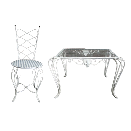 Romantische Slaapkamer Set, 2 Stoelen En Salontafel, Jaren 60 1