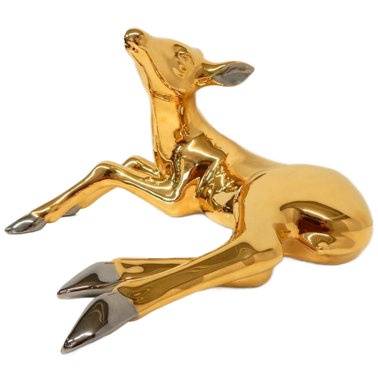 24 Karaats Goud Porseleinen Beeld Hert Vintage Oro Zecchino 1