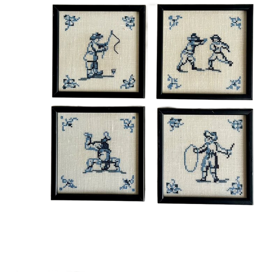 4x Dlefsblauwe Tegel Als Burduurwerk 1