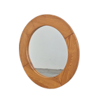 Vintage Pine Wood Ronde Spiegel Scandinavisch ’70 Retro thumbnail 1