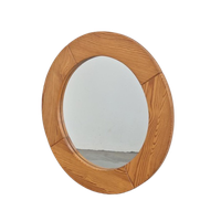 Vintage Pine Wood Ronde Spiegel Scandinavisch ’70 Retro