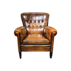 Vintage Schapenleren Fauteuil Lounge Atelier Cognac Bruin thumbnail 1