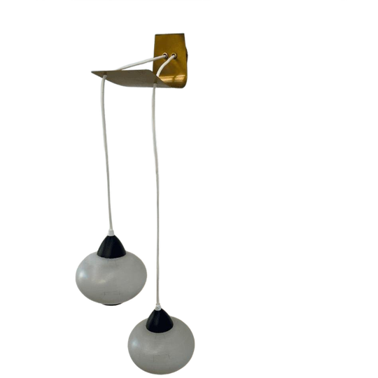 Unieke Vintage Wandlamp Met 2 Bollen En Messing Houder 1
