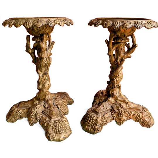 Antieke Bronzen Kandelaars Wijnranken 1