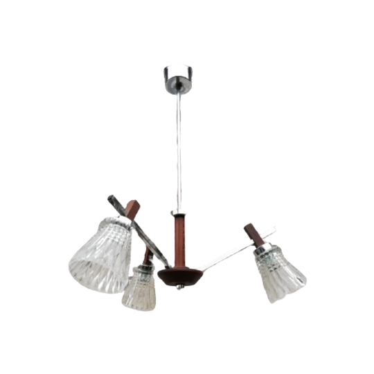 Vintage Hanglamp Hout & Chroom 1