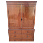 Antieke Engels Kabinet Mahonie Afm. 121X58Cm En 195Cm Hoog. thumbnail 1
