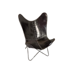 Zwarte Leer Vliender Fauteuil Stoel thumbnail 1