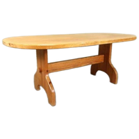 Vintage Grote Massief Grenen Eettafel, Ovaal, 180 X 90 Cm