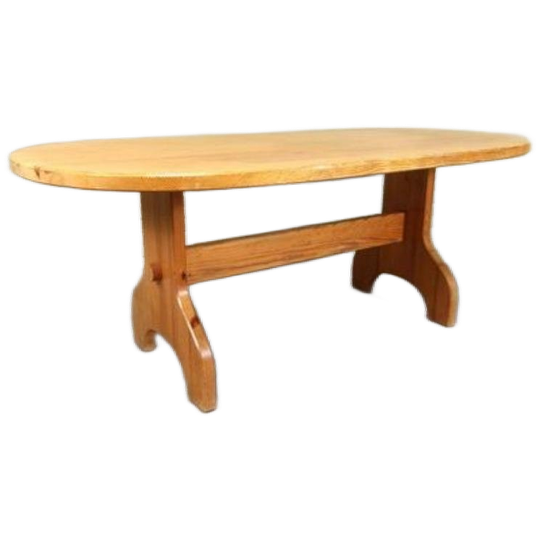Vintage Grote Massief Grenen Eettafel, Ovaal, 180 X 90 Cm 1