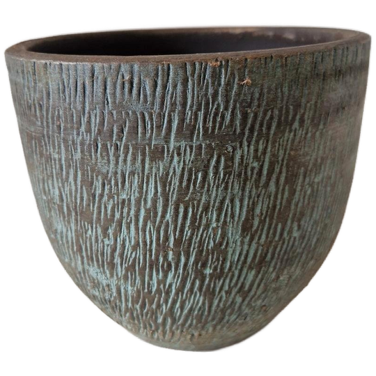 Zware Keramieke Bloempot Brons Patina Kleur Pot 1