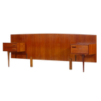Vintage Mid Century Double Bed Headboard With Nightstands In Teak, 1960s thumbnail 1