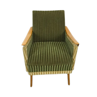 Groen Fluweel Stoffen Fauteuil Met Houten Leuningen 2x