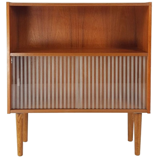 Vintage Deens Kastje Klein Opaal Glazen Schuif Deurtjes 1