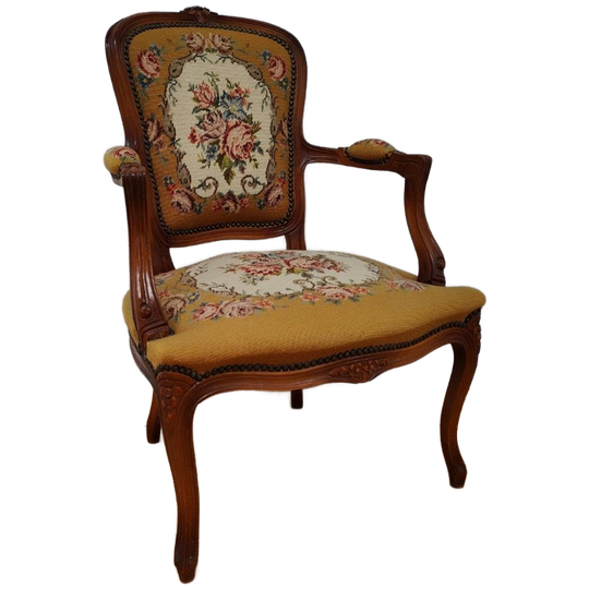 Brocante Vintage Gobelin Louis Xv Stoeltje, Fauteuil 817 1