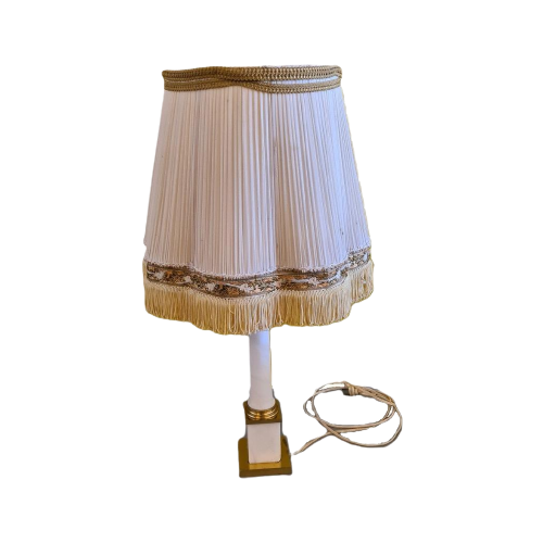 Klassiek Franse Tafellamp Gemaakt Van Albast Jaren 50